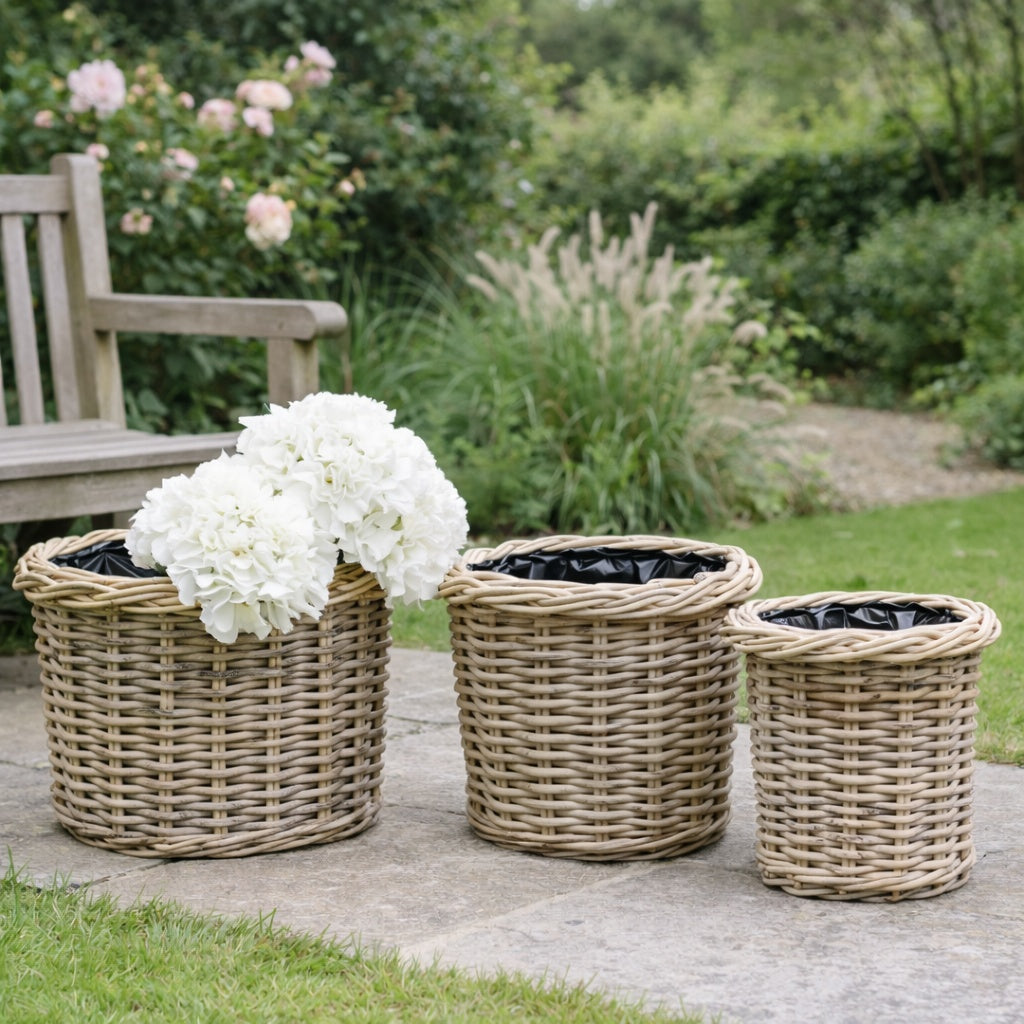 house and garden outdoor wicker planter Lined Indoor Outdoor Rattan Wicker Planter – Dot and Blush