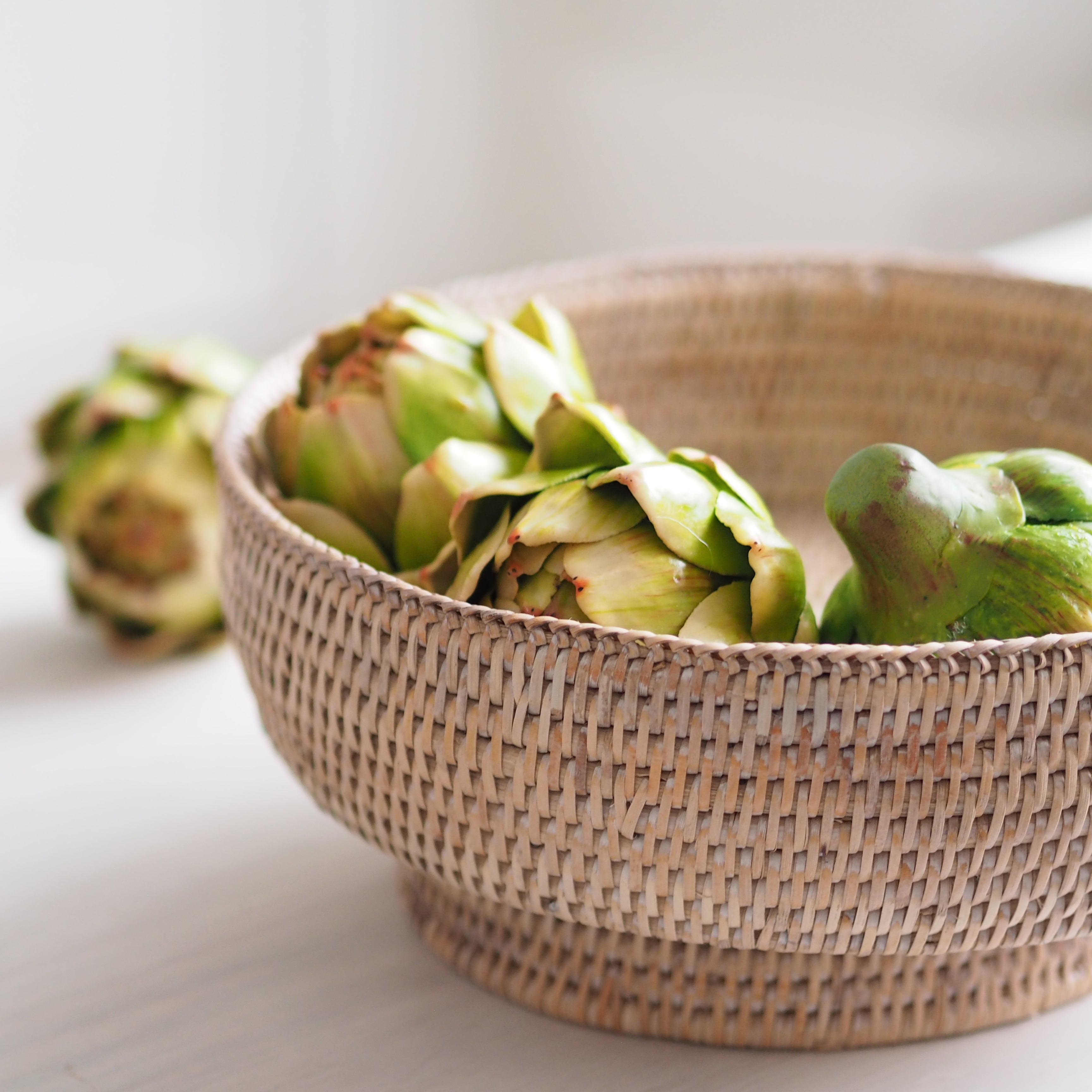 Whitewash Rattan Display Bowl – Dot and Blush