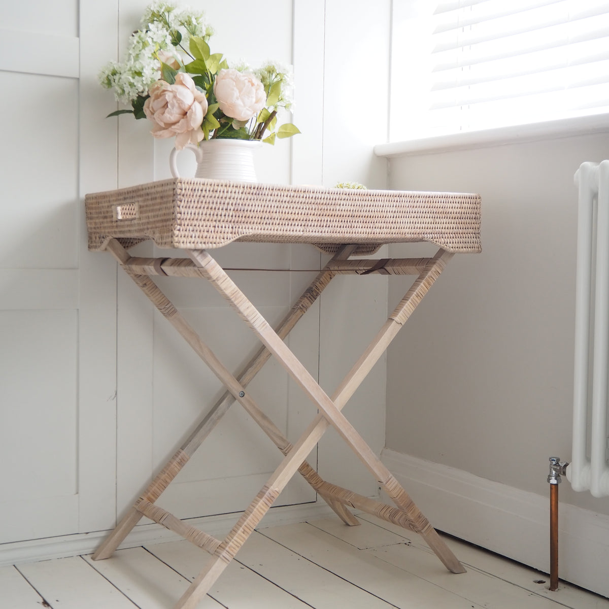 Whitewashed Rattan Table Whitewash Rattan Butlers Tray Table – Dot and Blush