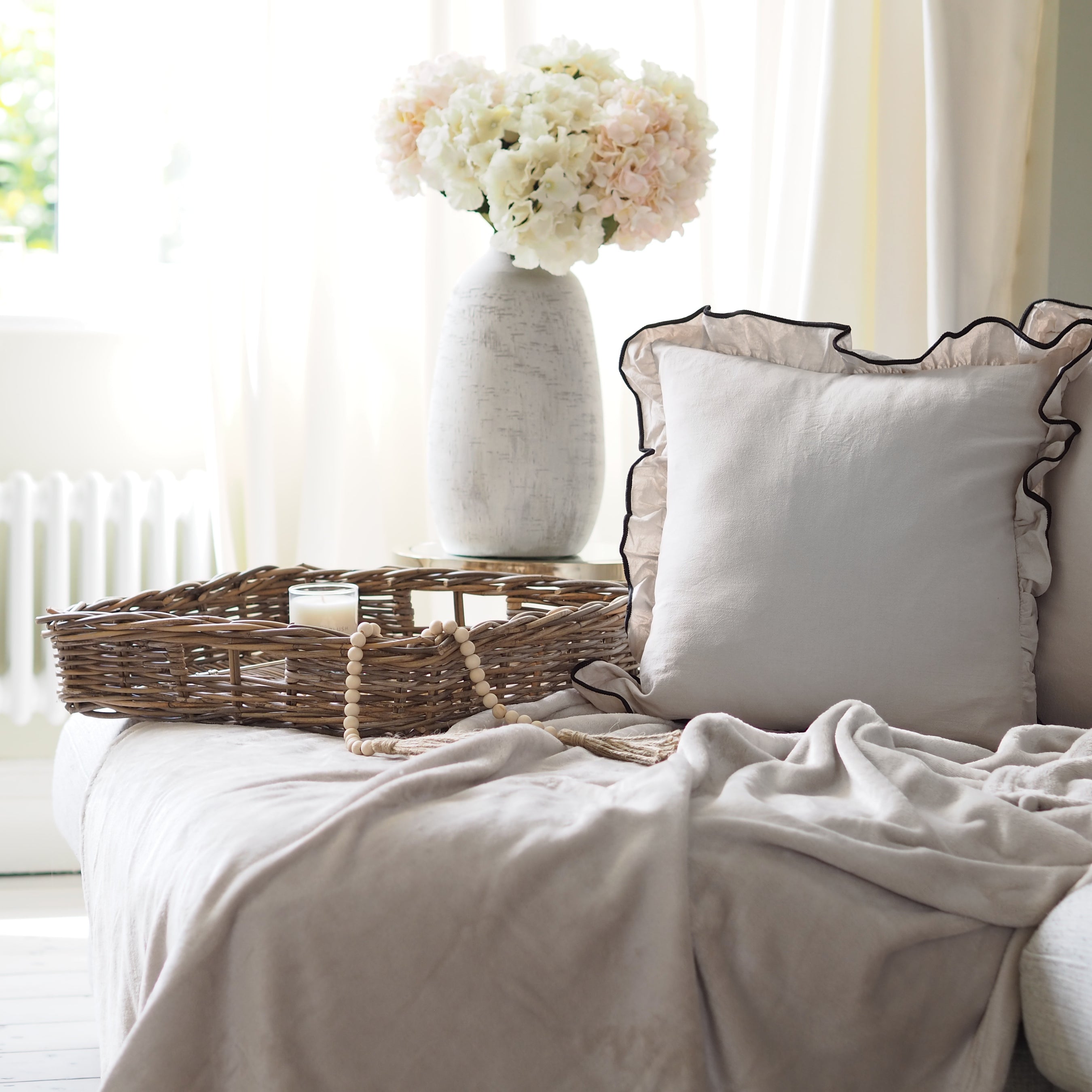 Beige Ruffle Edge Cushion – Dot and Blush