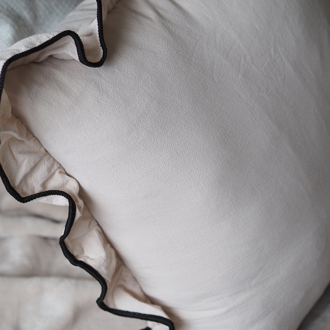 Beige Ruffle Edge Cushion – Dot and Blush