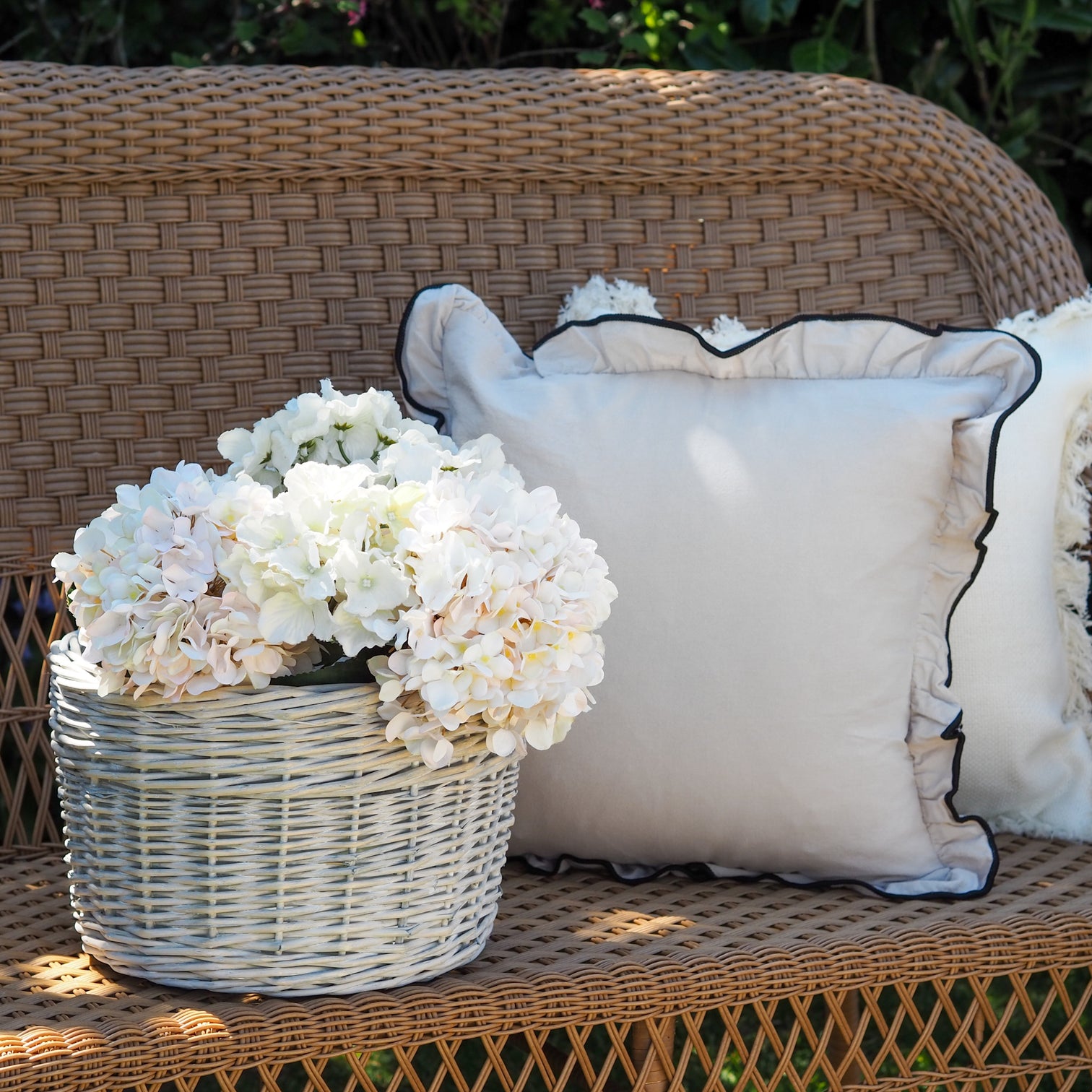 Beige Ruffle Edge Cushion – Dot and Blush