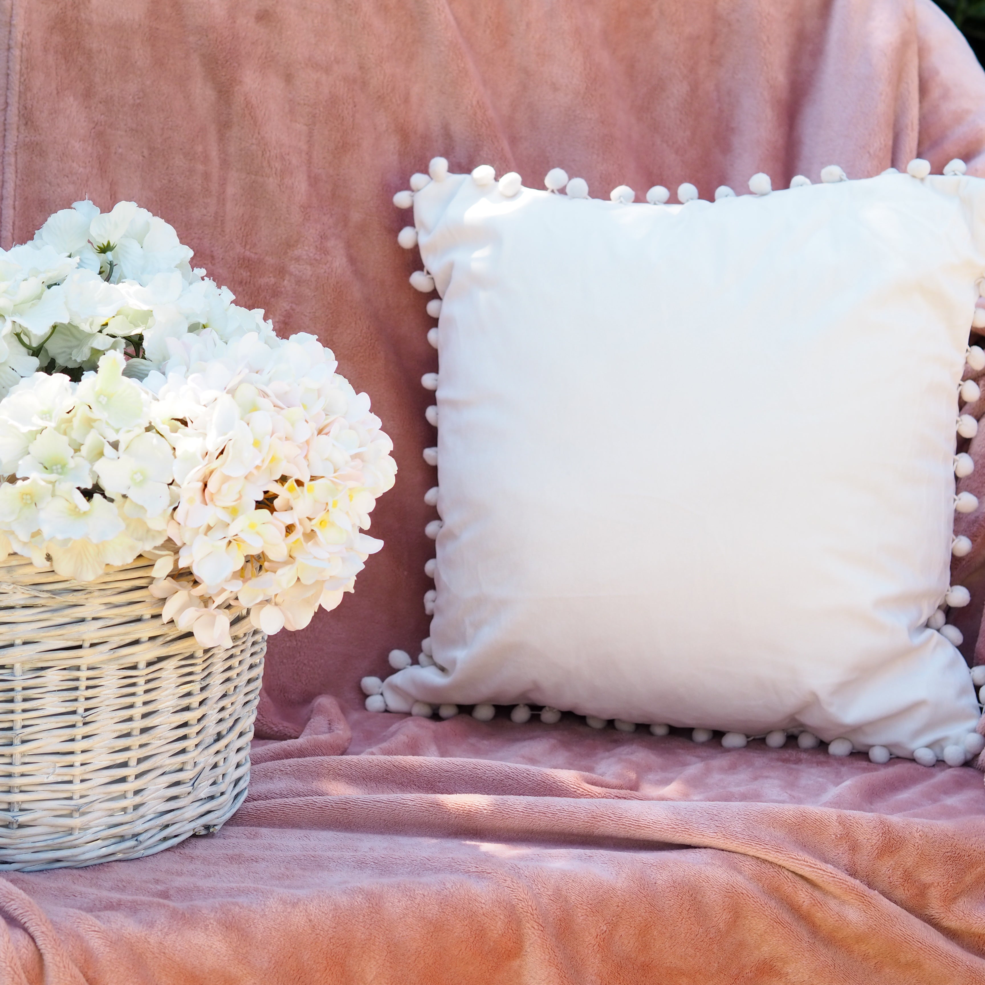 Neutral Pom Pom Cushion – Dot and Blush